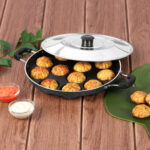 Appamaker / Grill with Steel Lid Non-stick Heavy Appampatra (12 Cavity, Pink)