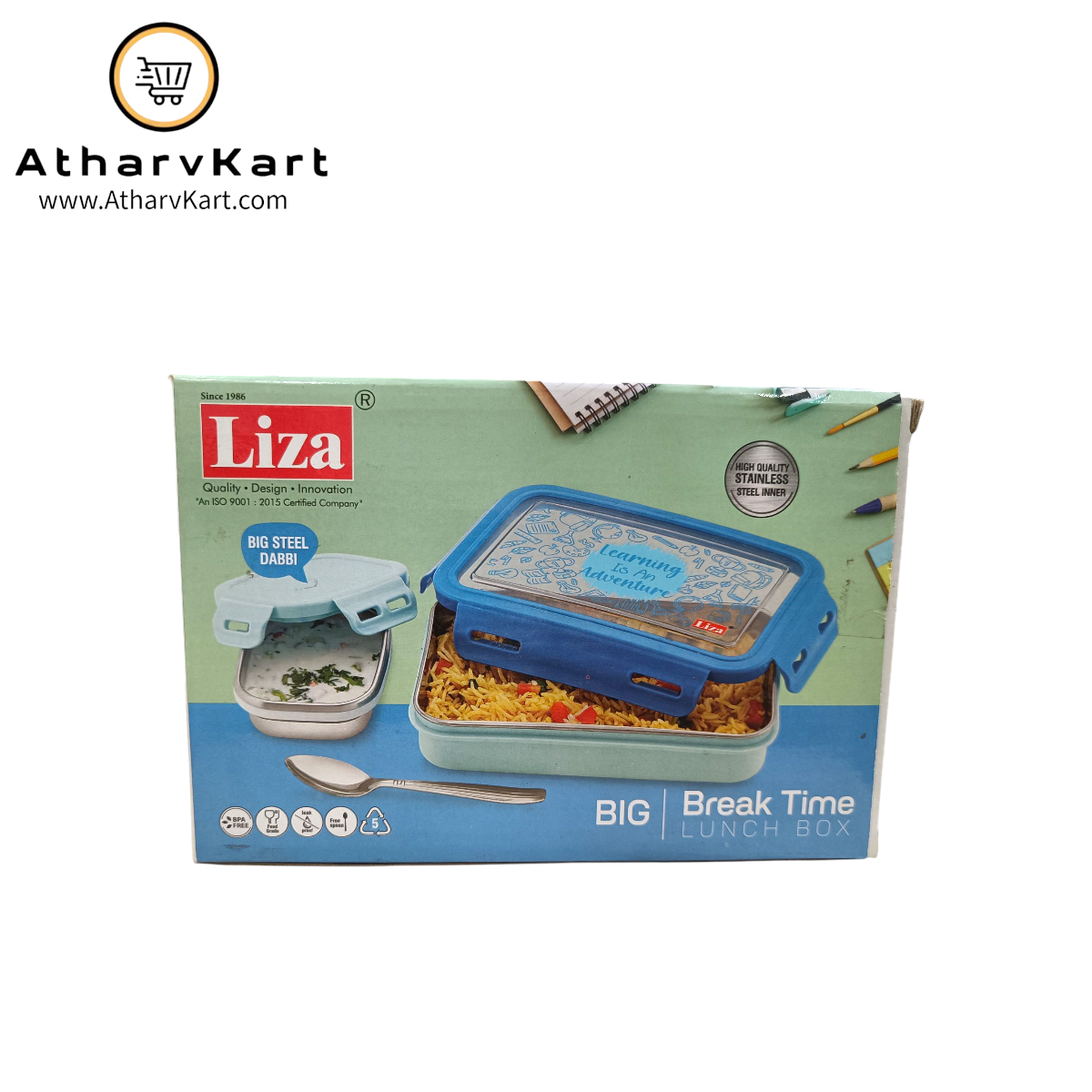 LIZA Break Time Lunch Box, Stainless Steel, Big Dibbi, Leak Proof